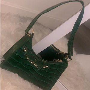 Faux croc skin satchel bag